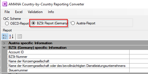 Selection of Report in the Desktop Converter